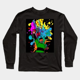 Colorful Paintball Motif Long Sleeve T-Shirt